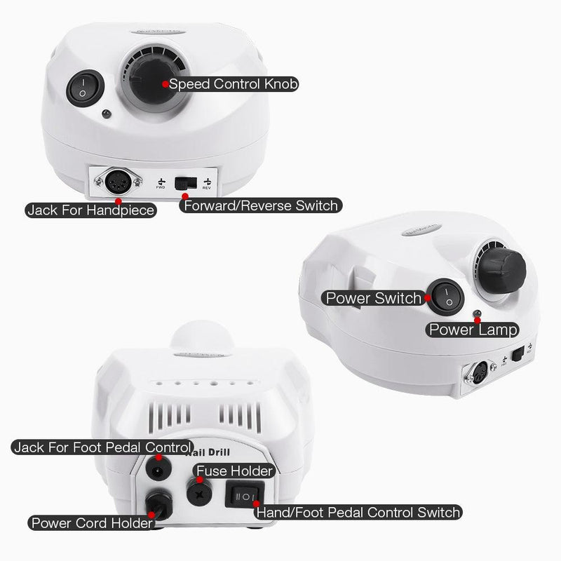 Motor Porquinho 35.000 Rpm - Branco/Rosa/Cinza - Lixar e Polir com qualidade máxima - GoShopp