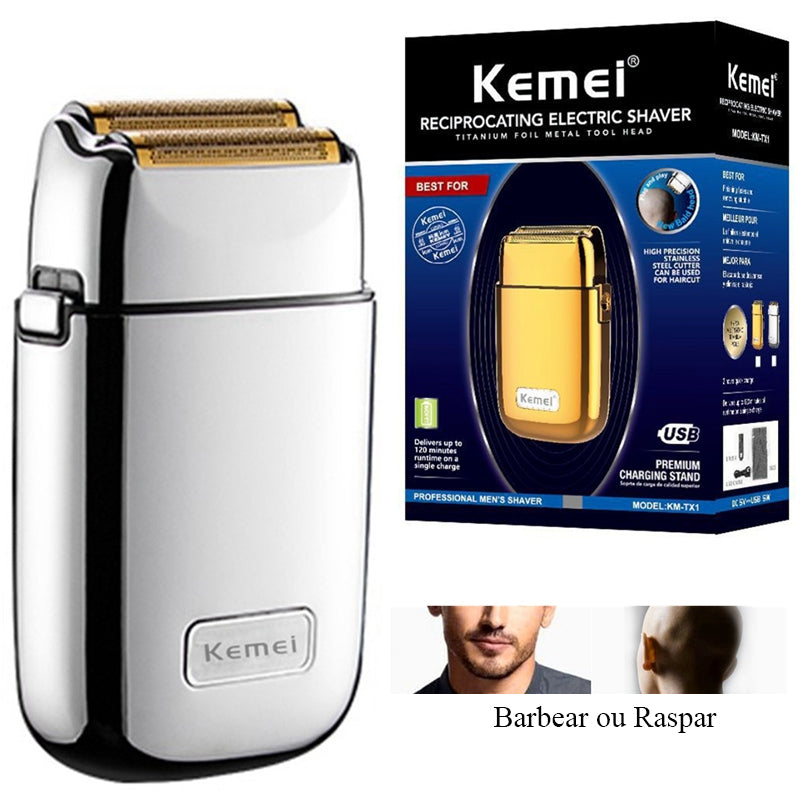 🔥Máquina Shaver Kemei KM-TX1 - Dourada e Prata🔥