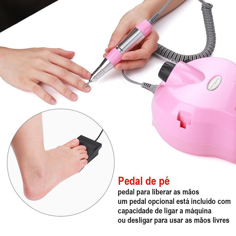 Motor Porquinho 35.000 Rpm - Branco/Rosa/Cinza - Lixar e Polir com qualidade máxima - GoShopp