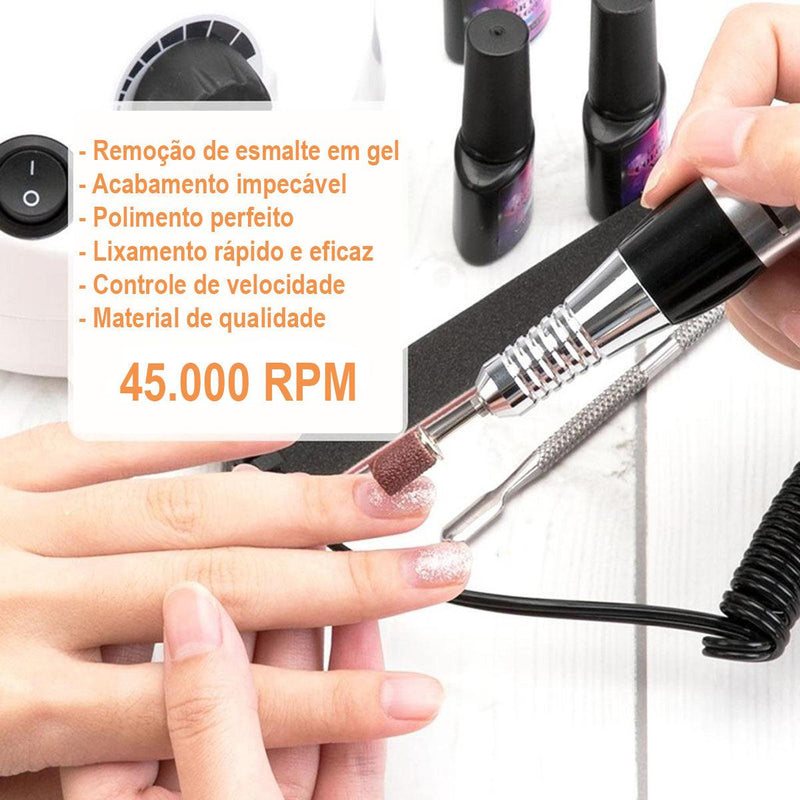 Motor Porquinho 45.000rpm Branco/Rosa - Lixar e polir com qualidade máxima - GoShopp