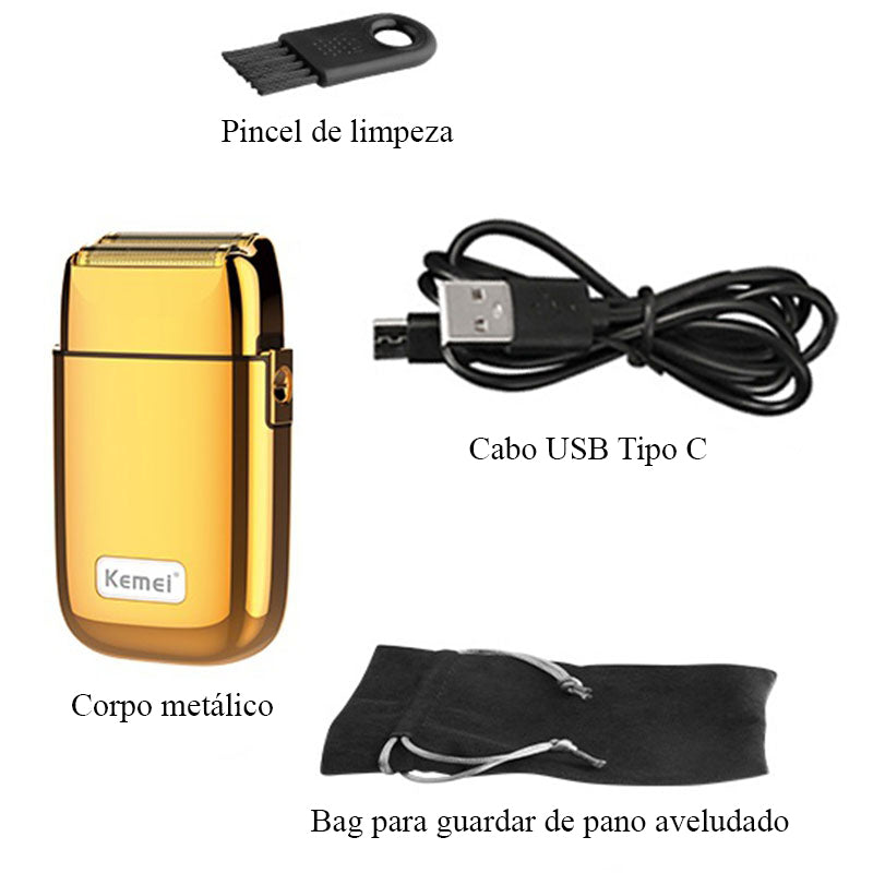 🔥Máquina Shaver Kemei KM-TX1 - Dourada e Prata🔥