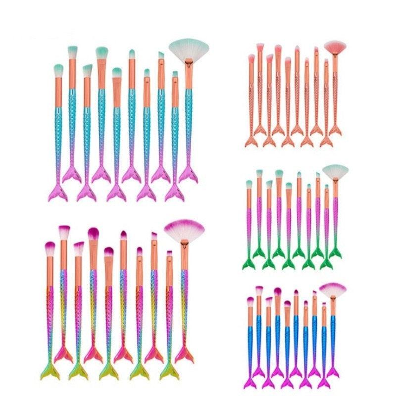 KIT - 10 Pincéis para maquiagem - Calda de sereia! - GoShopp