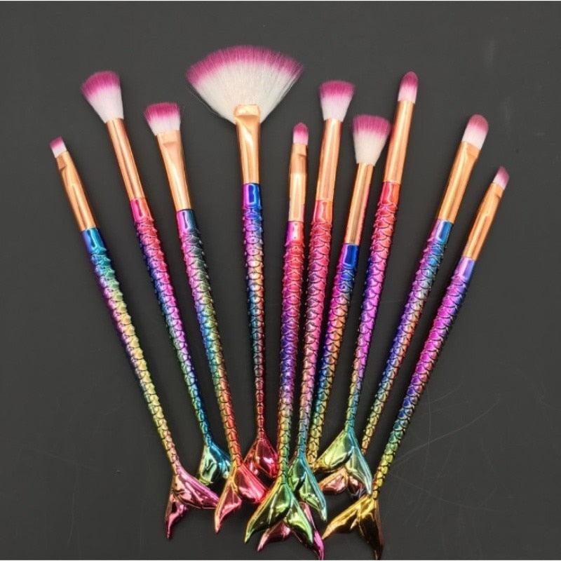 KIT - 10 Pincéis para maquiagem - Calda de sereia! - GoShopp