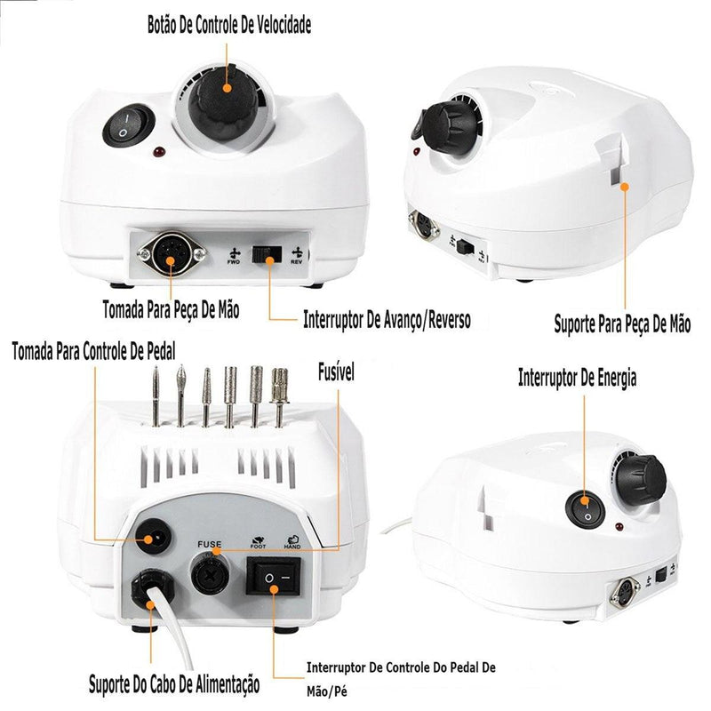 Motor Porquinho 45.000rpm Branco/Rosa - Lixar e polir com qualidade máxima - GoShopp