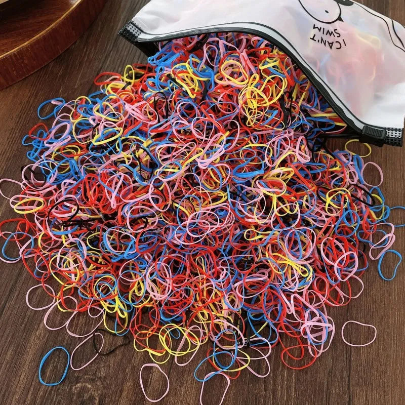 1000 Elásticos De Cabelo Descartável Multicolorido com bolsa zip