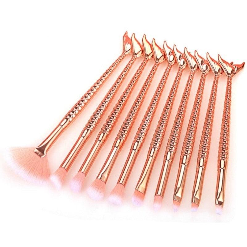 KIT - 10 Pincéis para maquiagem - Calda de sereia! - GoShopp