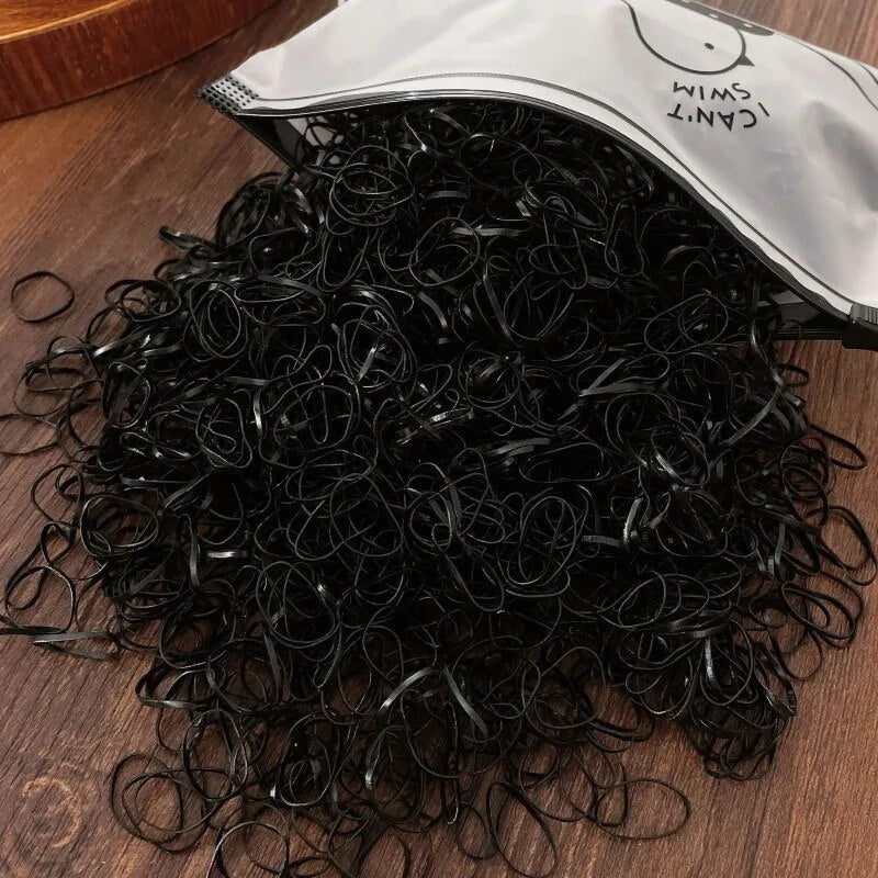 1000 Elásticos De Cabelo Descartável Multicolorido com bolsa zip