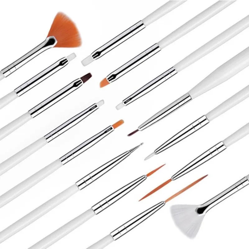 Kit 15 Pincéis Decoração Unhas Nail Art Pincel Profissional