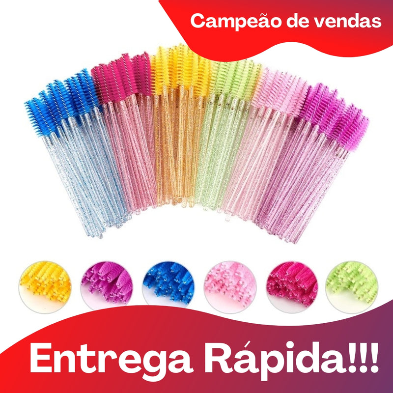 Kit 100 Escovinhas Glitter para Sobrancelha ou Extenção de cílios