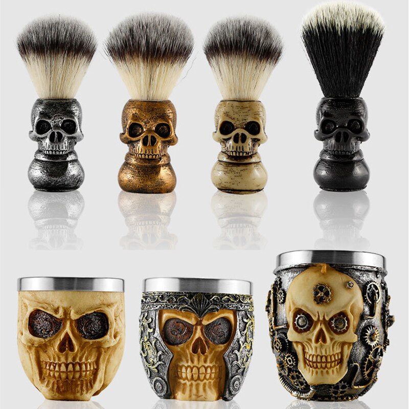 Pincel e Cuia para barbear estilo caveira!