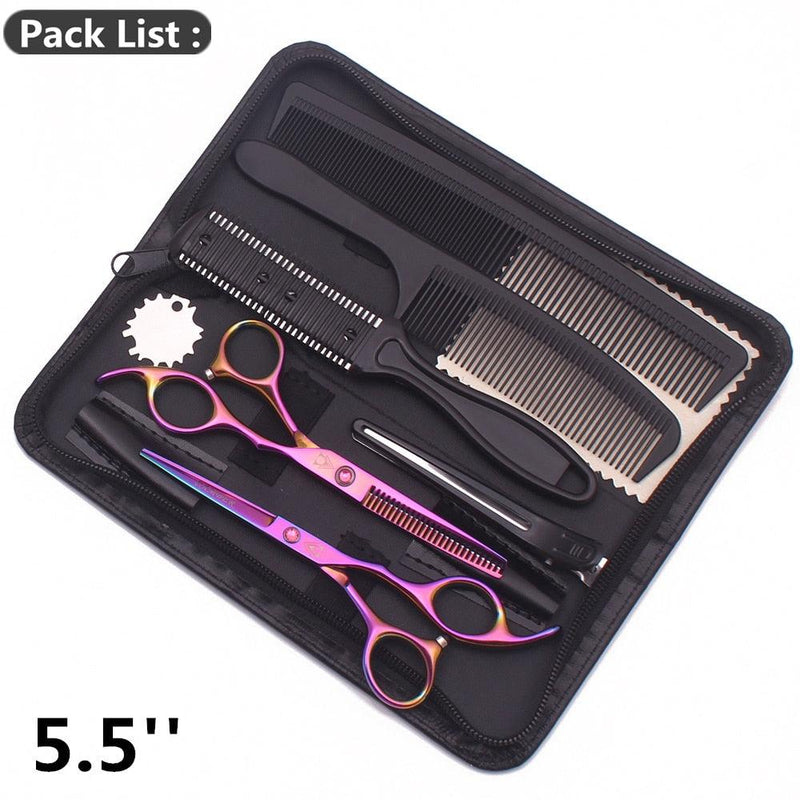 Kit completo de Tesouras Profissionais para Barbeiros e Cabeleireiros 5.5 e 6.0 - GoShopp