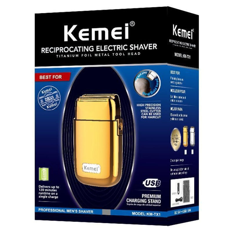 🔥Máquina Shaver Kemei KM-TX1 - Dourada e Prata🔥