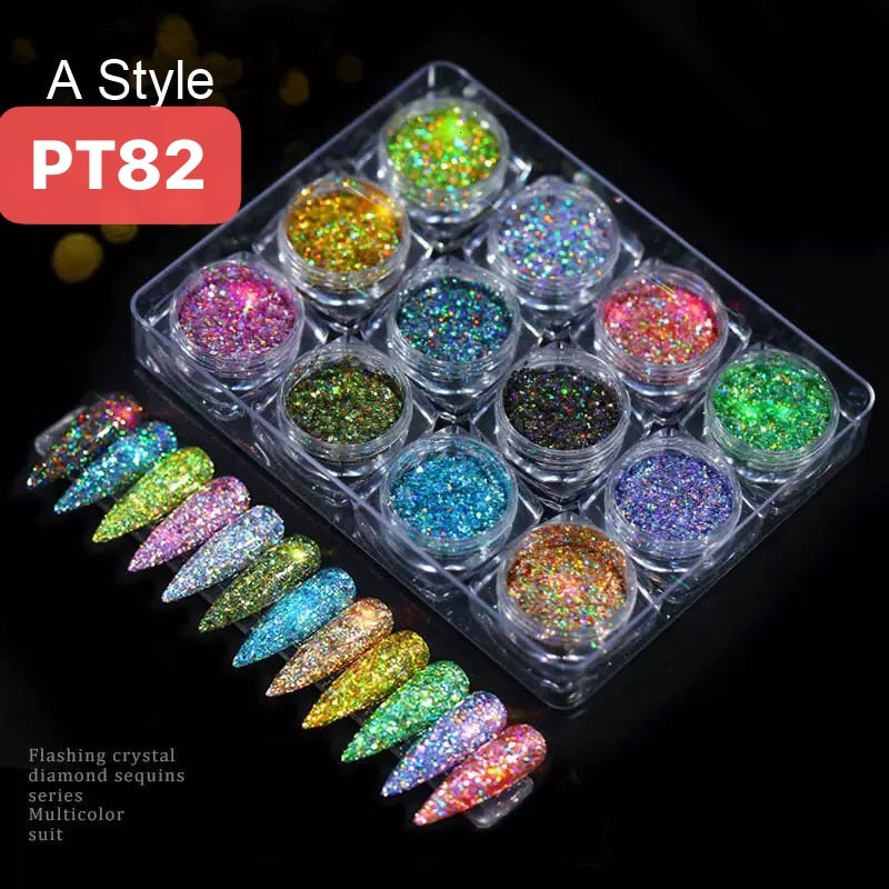 🌟Decoração de Unhas! - Pó Neon, Glitters, Brilhos, Pó Croma🌟